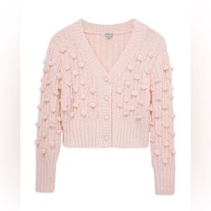 New - Habitual Girls' Pom Pom V Neck Cardigan